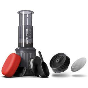 AeroPress Go Coffee Maker. Stainless Steel Filter. & Flow Control Filter Cap Bundle